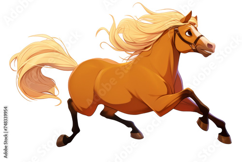 Chestnut cartoon pretty horse gallops