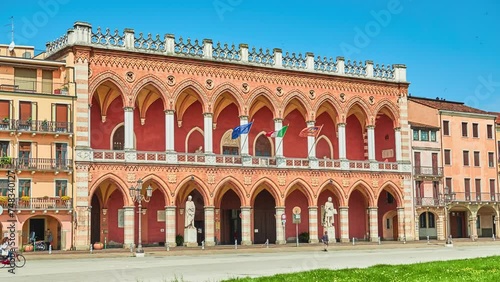 Loggia Amulea is neo-Gothic style building located in the Prato della Valle, the majestic piazza of Padua, Italy. Front of building is characterized by an elegant loggiay. photo