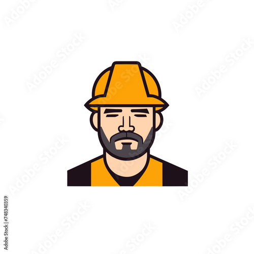 construction worker with helmet man wearing a cask icon vector illustration isolated transparent background logo, cut out or cutout t-shirt print design