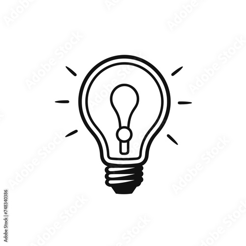 light bulb black and white icon vector illustration isolated transparent background logo, cut out or cutout t-shirt print design