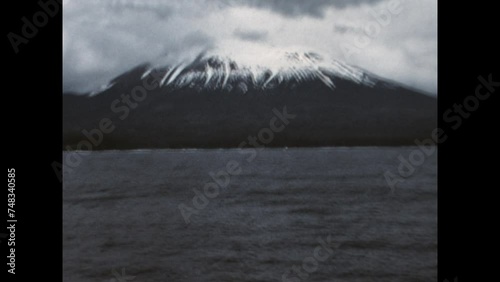 Mount Edgecumbe From the West 1974 - The western side of Mount Edgecumbe, a dormant volcano near Sitka, Alaska, is seen from ship leaing the Sitka Sound in 1974.  photo