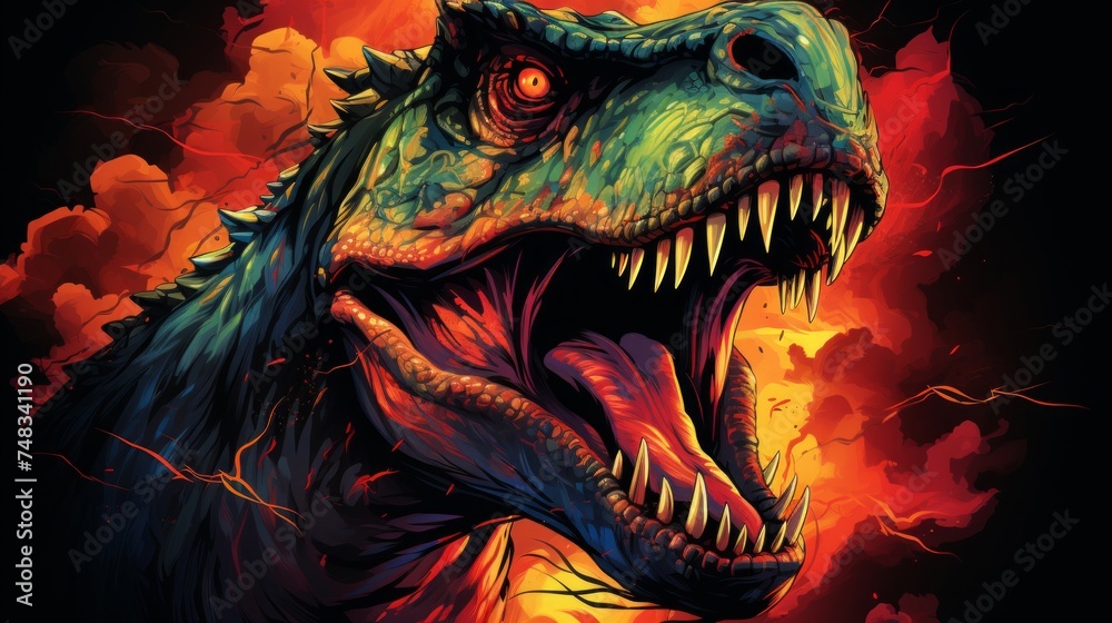 Naklejka premium 迫力のある恐竜の顔,Generative AI AI画像