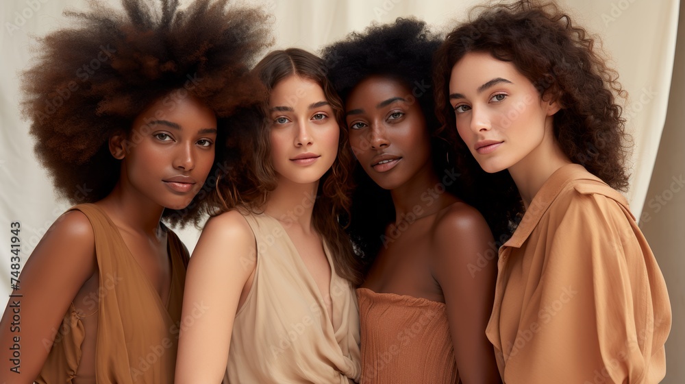 Fototapeta premium Diverse group of beautiful women with radiant skin - natural beauty portrait photography