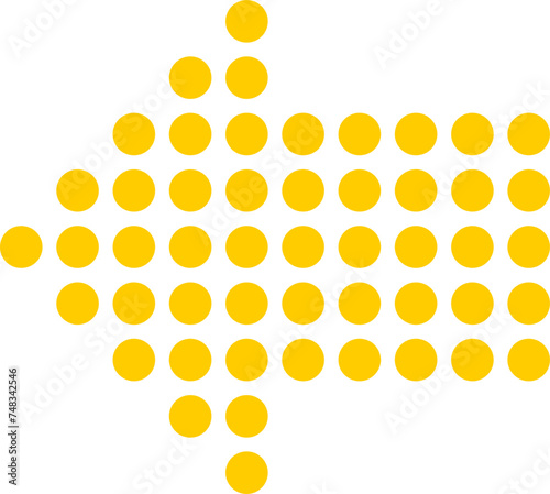 Yellow Arrow Made of Dots Direction Sign Symbol Icon. Vector Image.