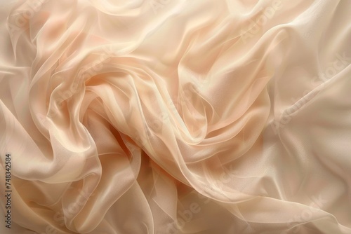 A high-resolution image of smooth satin fabric with natural drapes and folds, capturing the texture and flow © ChaoticMind