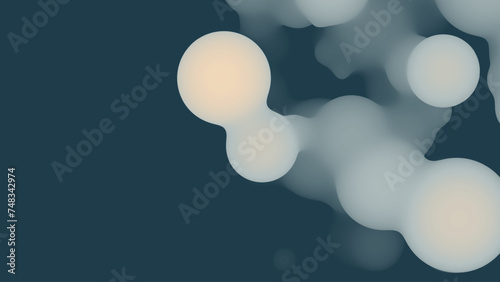 Abstract 3d fluid metaball shape with dark pastel balls. Synthwave liquid pastel organic droplets with gradient color.