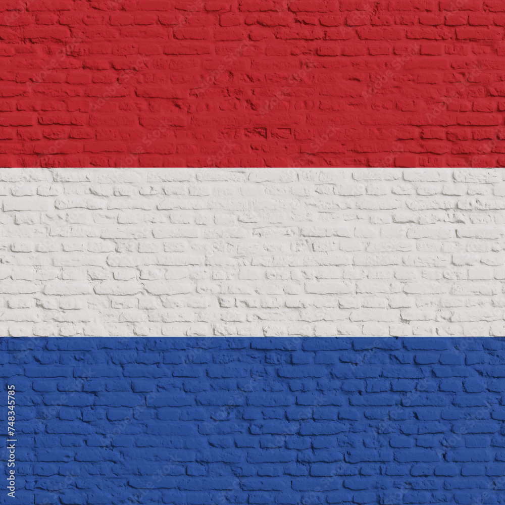 Brick Wall With Flag Of Netherlands Brick Wall With Flag Of Netherlands