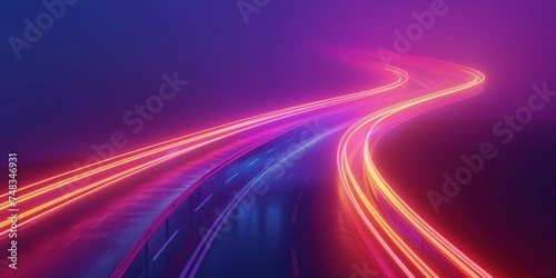 Neon Highway: Vibrant Night Road