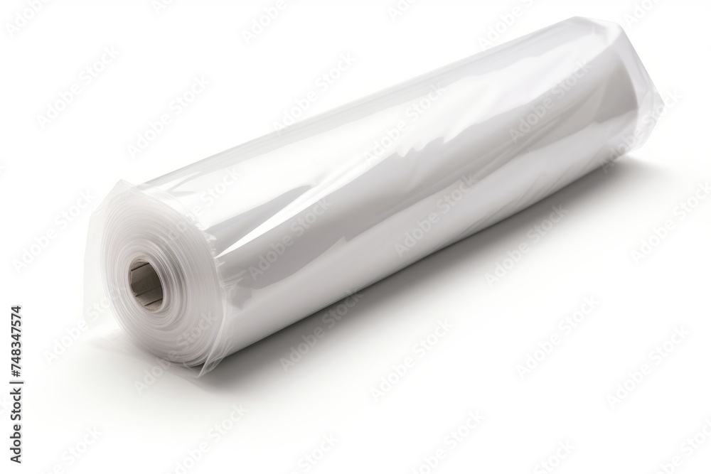 Roll of transparent plastic bags isolated on white. Side view. Roll of transparent plastic bags isolated on white. Side view.