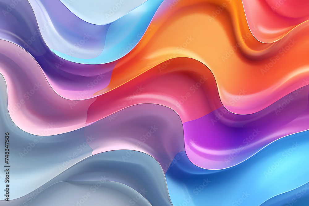 custom made wallpaper toronto digitalAbstract 3D background in the form of matte stripes and waves of delicate colors, texture 3D background of blue orange purple and pink waves