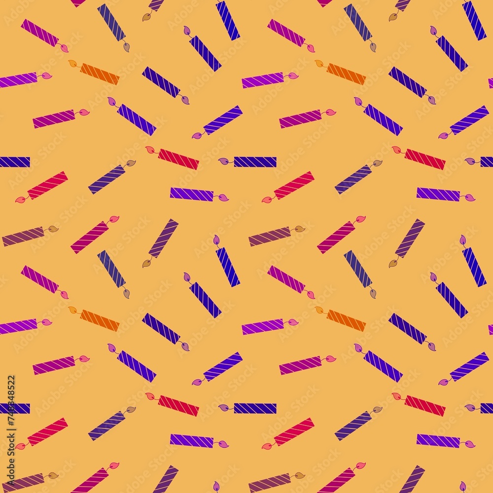 Festive cartoon seamless birthday candle pattern for wrapping paper and fabrics and linens and kids clothes print Festive cartoon seamless birthday candle pattern for wrapping paper and fabrics and linens and kids clothes print