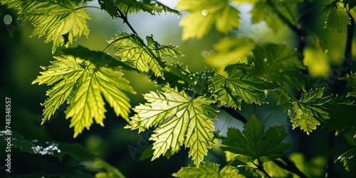 a close up of leaves on a tree