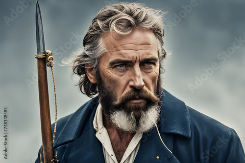 portrait of a whaler with harpoon photo