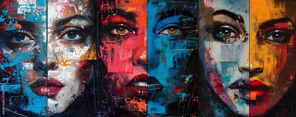 Naklejka premium Contemporary Female Portraits in Graffiti-Inspired Style