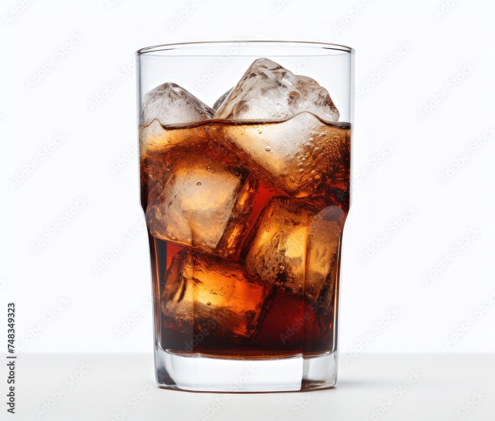 a glass of ice and cola a glass of ice and cola