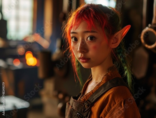 a woman with red hair and elf ears