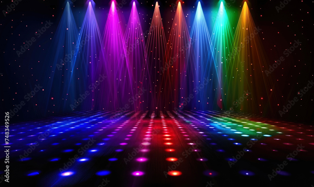 Colorful disco party light spots background