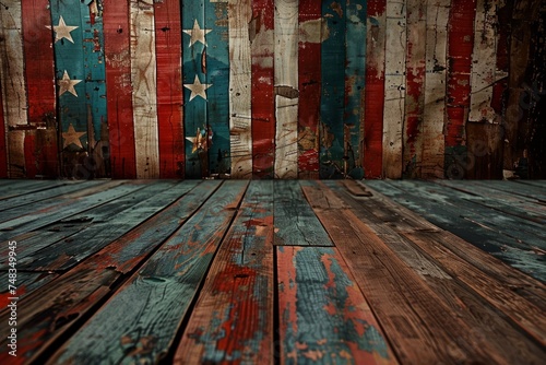 patriotic scene using wood floor Generative AI