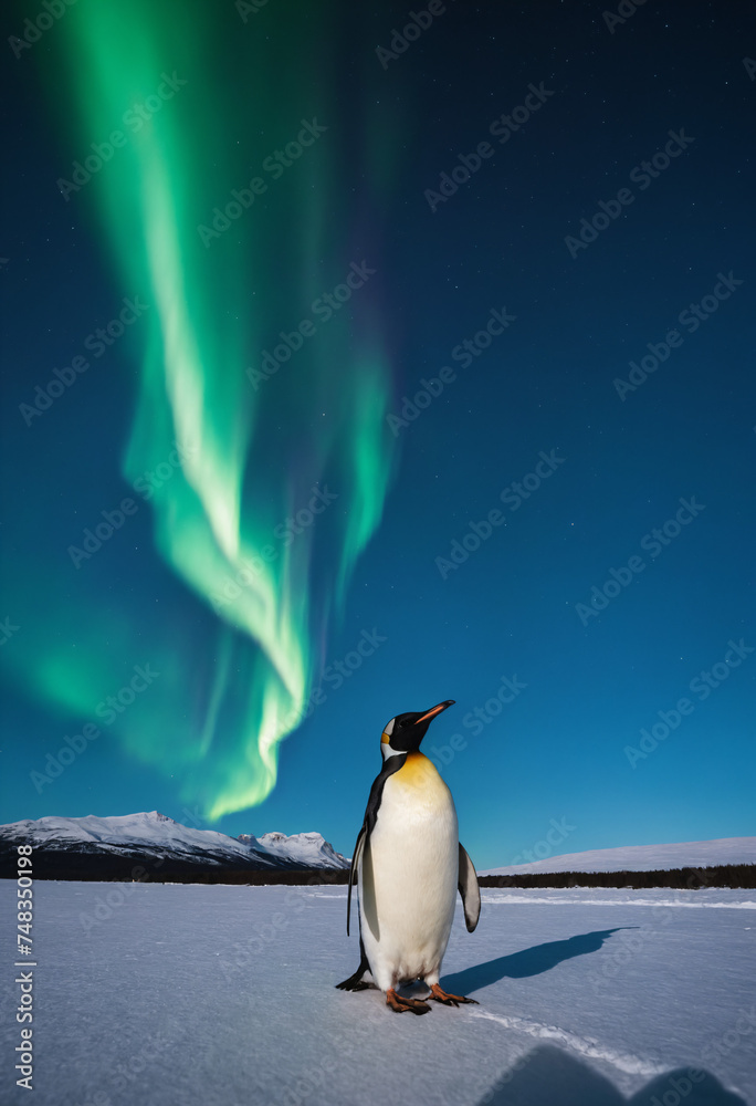 Fototapeta premium An emperor penguin on an iceberg in Antarctica