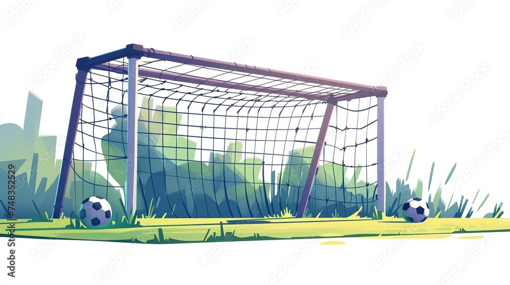 soccer gate, white background, sideview, cartoon style Stock ...