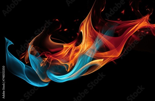 a blue and orange flames