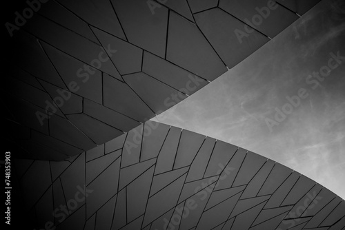 Doha, Qatar-‎February 24,2024 : Black and white spectecular national museum of Qatar in Doha photo