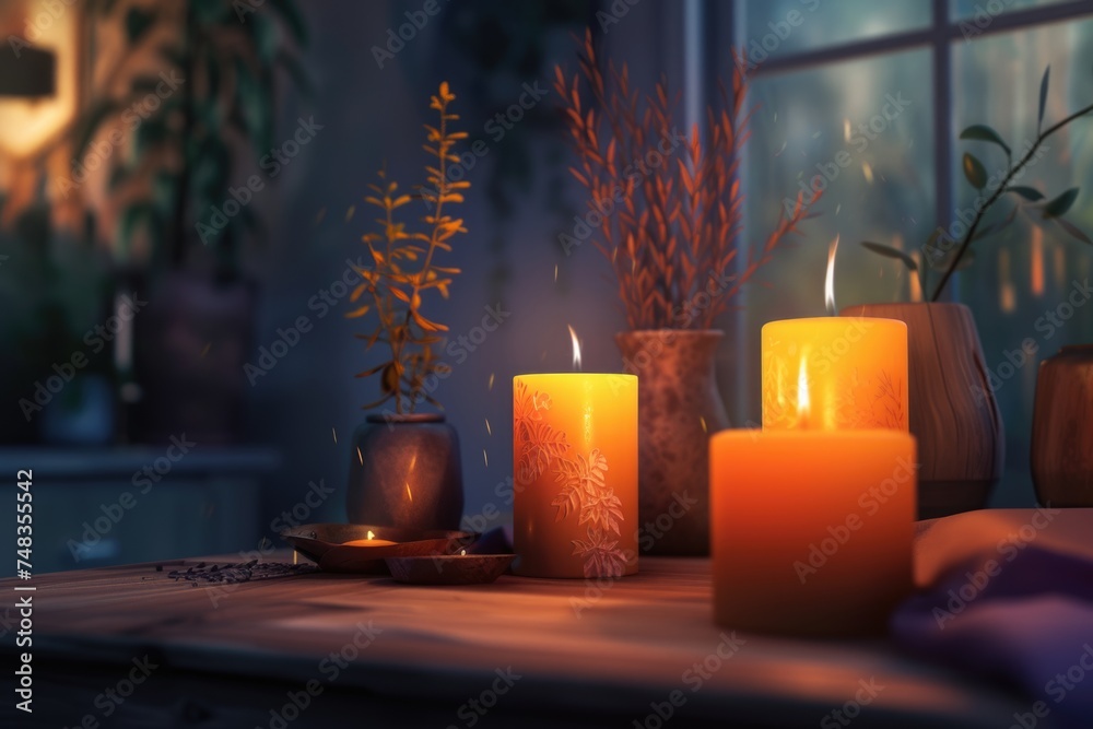 Cozy home interior decor burning candles Cozy home interior decor burning candles