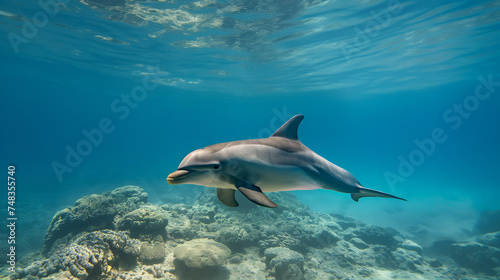 Golfinhos no Mar do Caribe  na costa de Belize.