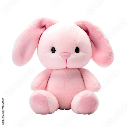 Stuffed Pink Bunny Rabbit Animal Toys, Isolated on Transparent Background, PNG