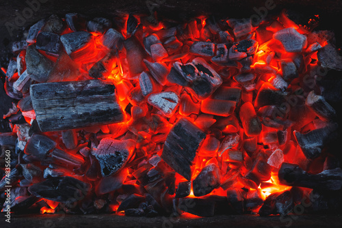 glowing coals and burning charcoals background