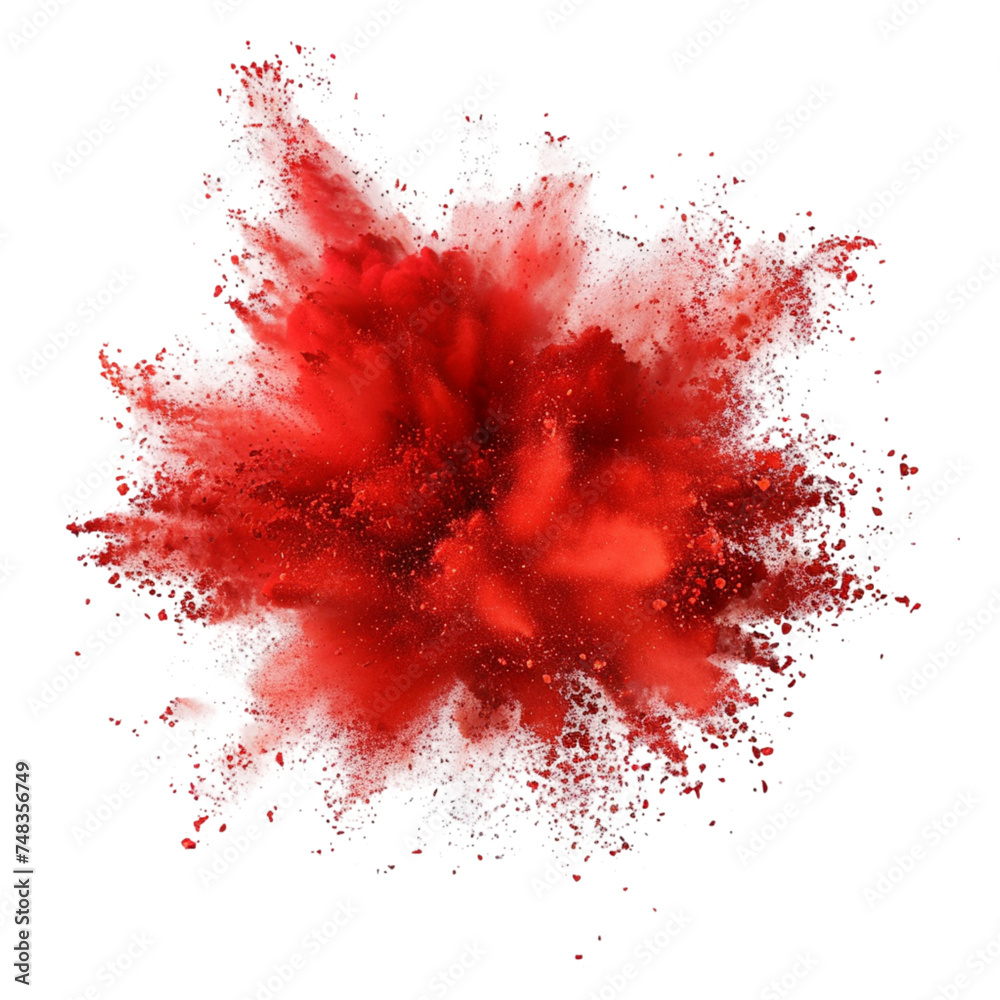 Red powder explosion isolated on white background. With clipping path