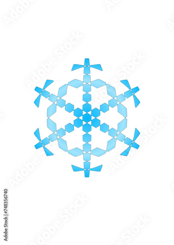 Light blue six-pointed snow crystal with central star, modern abstract design