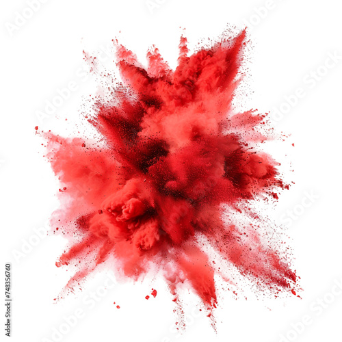 Red powder explosion isolated on white background. With clipping path