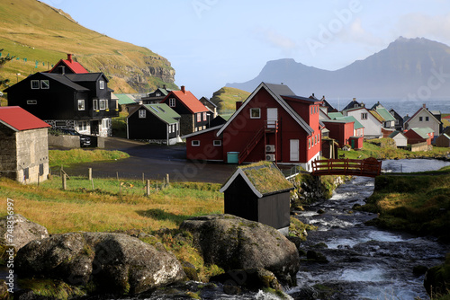 Gjogv and scenery of the Faroe islands photo