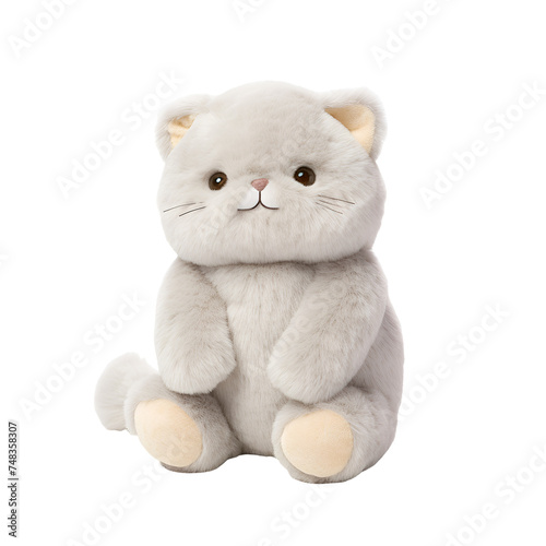Grey Cat: Cute Stuffed Animal Plush Toys, Isolated on Transparent Background, PNG