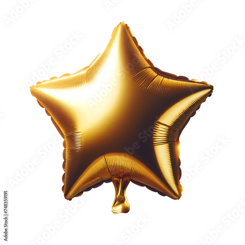 A glistening gold star balloon amidst a festive bokeh, radiating celebration and joy