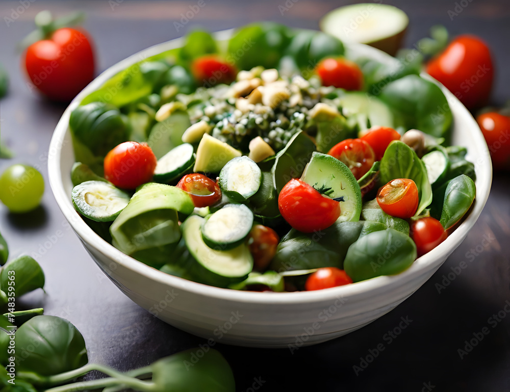 Vibrant bowl of fresh salad with ripe tomatoes