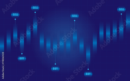 Forex trading background, stock market background with buy and sell options