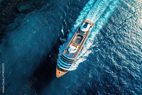 Cruise liner from above deep blue sea © InfiniteStudio