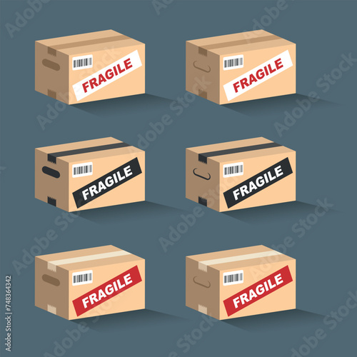 cajas de entrega con la palabra fragil