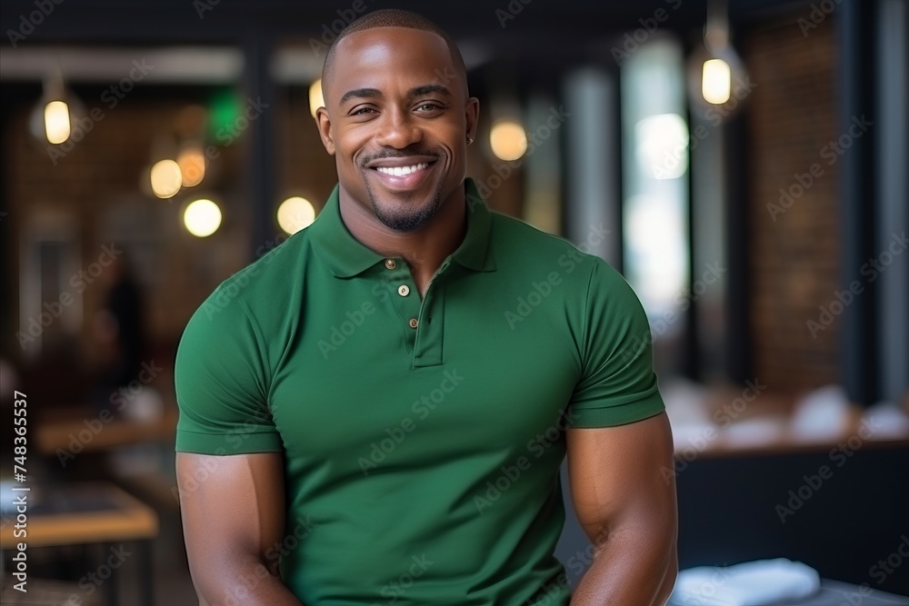 Portrait of a smiling african american man in a restaurant Portrait of a smiling african american man in a restaurant