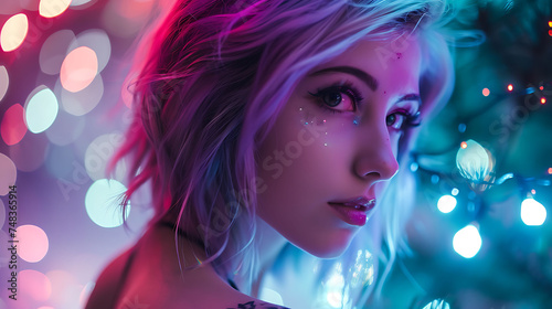 Young beautiful woman, creating themed looks inspired by popular games for her streams.