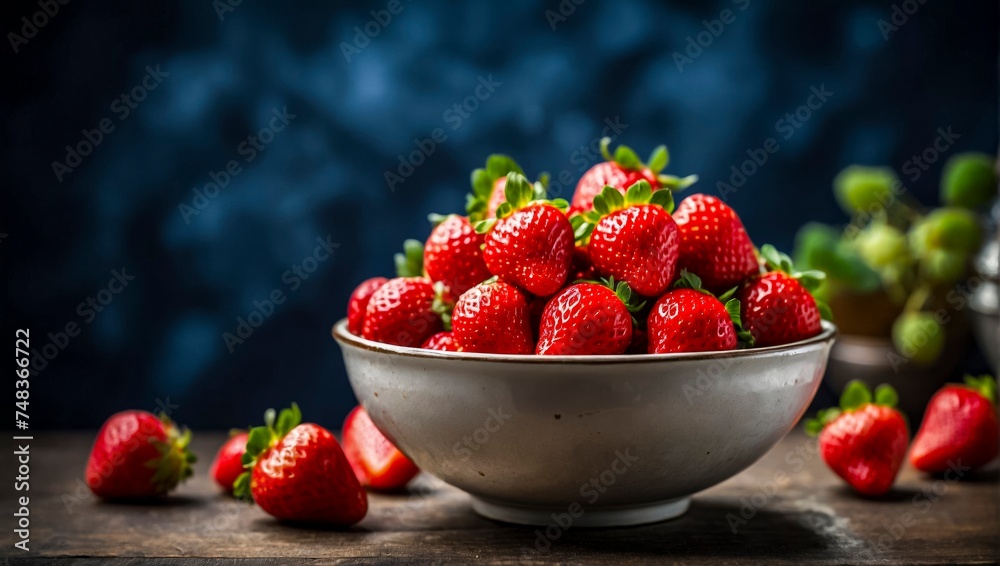 Sumptuous Bowl of Fresh Strawberries on a Table