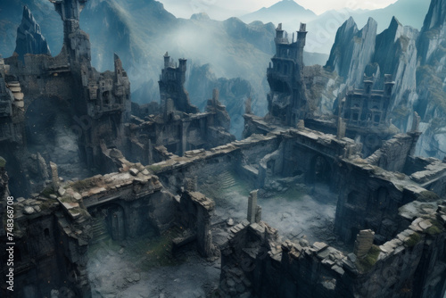 Fog-Enshrouded Ruins of a Mountain Fortress. © Asmodar
