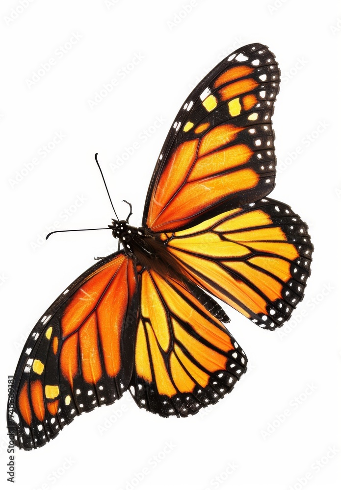 Fototapeta premium Butterfly with orange wings on a white background