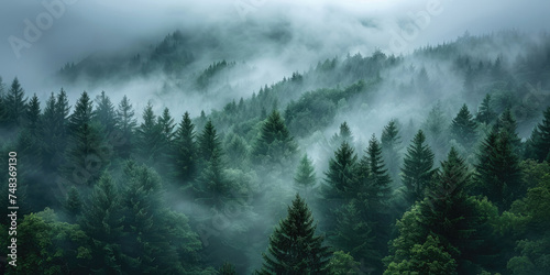 Foggy forest landscape © piai