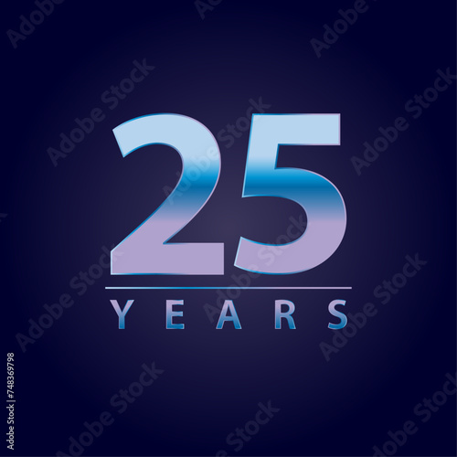 25 years symbol blue and pink gradient for celebration events, anniversary, commemorative date. twenty five years logo	
