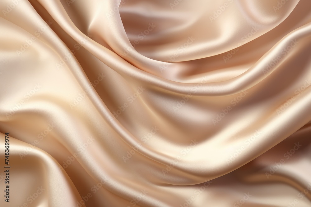 Fototapeta premium folds of beige silk fabric texture background natural silk background