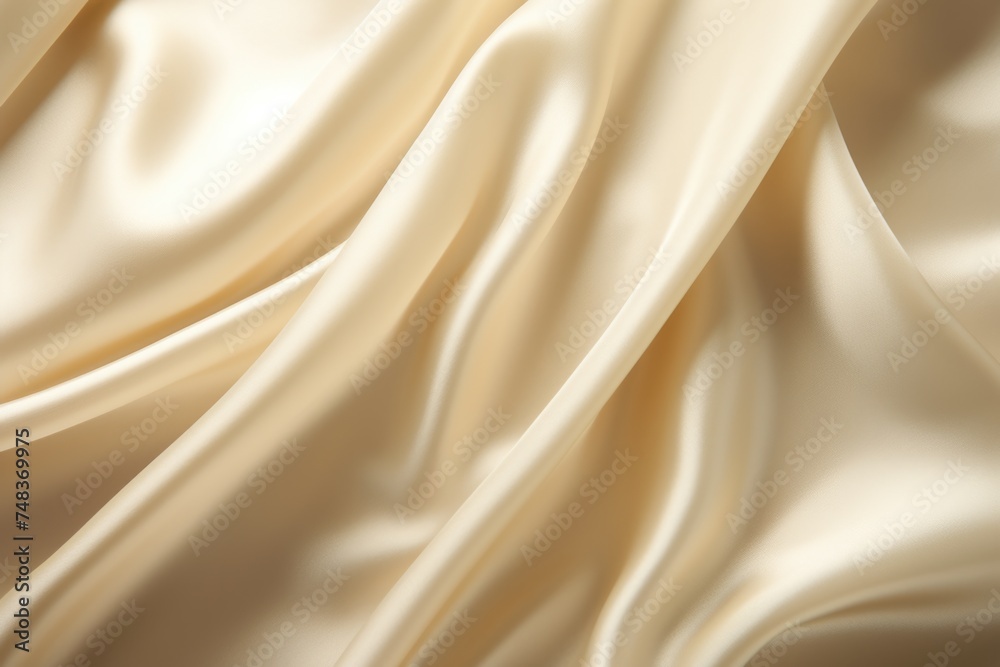 Fototapeta premium folds of beige silk fabric texture background natural silk background