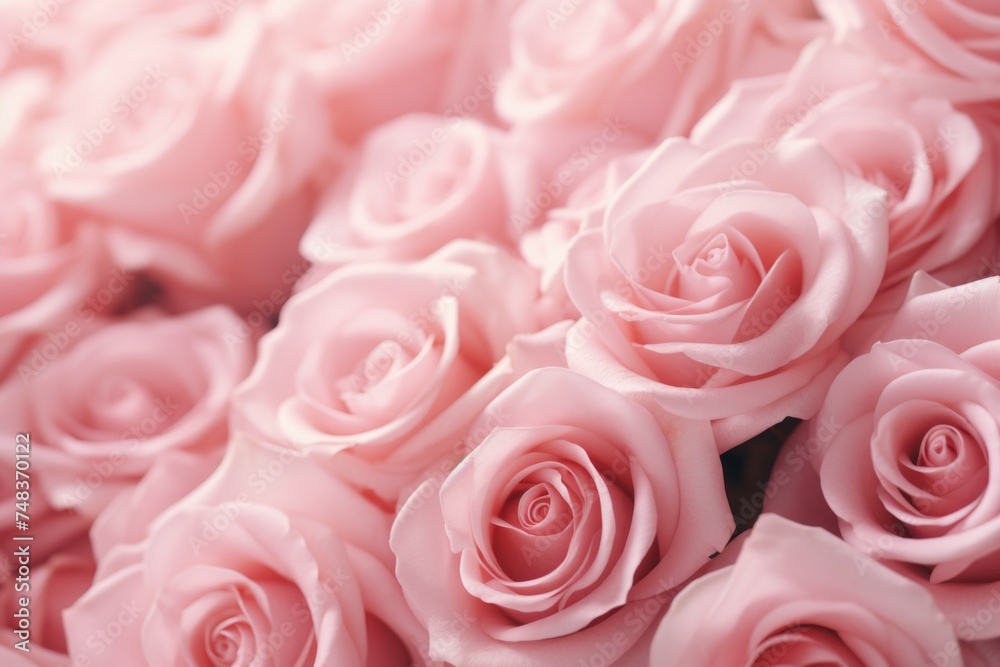 light pink roses in soft color and blur style for background